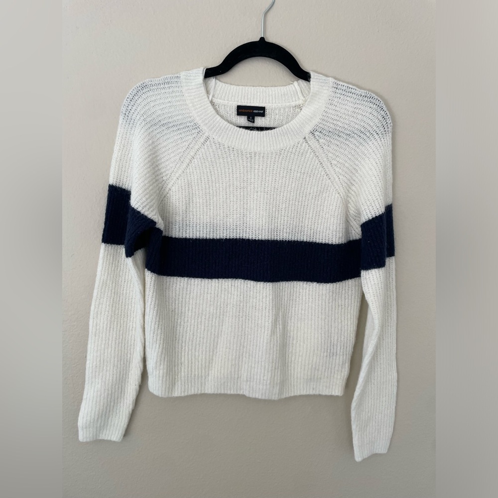 Size small, navy blue stripe sweater, super soft